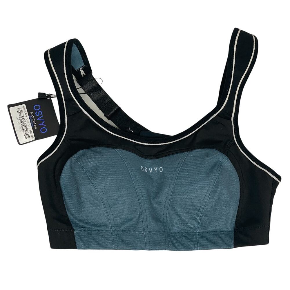 NWT OSVYO Sports Bra Dark Grey 32C